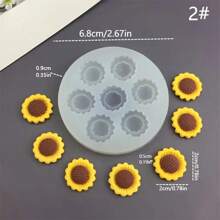 1PC 向日葵硅胶模具 DIY 工艺珠宝铸造工具香薰蜡烛制作、鞋饰艺术用品手工皂硅胶模具滴树脂模具石膏树脂滴胶制作工具家居装饰吊坠模具婚礼礼物家居装饰和手工礼品复杂花卉设计 - 白色 - 查看 14