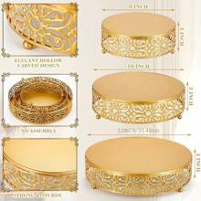 1 Pieza Elegante Soporte de Pastel de Metal Dorado - Soporte Redondo para Exhibir Postres, Apto para Cupcakes, Dulces, Bodas, Fiestas, Cumpleaños - Soporte para Cupcakes de Hierro Reutilizable, Sin Necesidad de Electricidad, Fácil de Almacenar - Multicolor - Ver 4