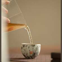 1 件汝窑墨竹裂釉茶杯，陶瓷茶具茶杯，主人和客人用，容量 60 毫升，功夫茶 - 彩色 - 查看 5