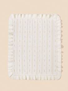 1pc Baby Ruffle Knit Blanket, Simple Solid Color Hollow Out Style Infant Swaddling Wrap, All Season