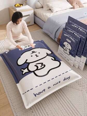 1 件加厚蓝色可爱小狗图案可爱风格真空压缩袋，衣服和床上用品收纳袋，衣服真空密封袋，棉被，毯子，床上用品家居旅行收纳装饰节日装饰房间装饰家居装饰卧室装饰连衣裙裤子鞋子牛仔裤靴子裙子卧室，收纳袋，家居收纳，女式白色 T 恤，女式黑色裤子，女士冬装，连衣裙