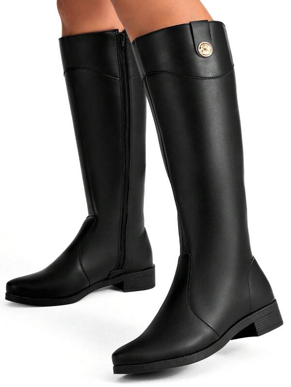 Lumiss Bota Feminina Montaria Rasteira Cano Alto Bico Redondo Lumiss botas feminina elegant