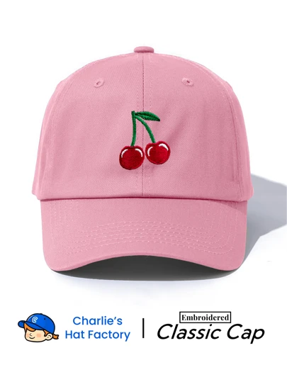 1 st Körsbärsbroderad baseballkeps, Klassisk Snygg Moderiktig Mjukt svettband Justerbar Storlek Lätt Solskydd Mångsidig Klassisk Keps, Lämplig för utomhussporter Dagligt slitage Fest Semester Perfekt present till familjer och vänner