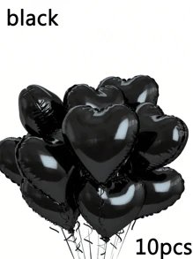 5/10pcs Aluminum Foil Love Balloons, 18 Inch Polyester Film Balloons, Heart-Shaped Balloons, Valentine's Day Decoration Balloons, Suitable For Valentine's Day Proposals, Weddings, Parties, And Weddings (Silver, Black, Pink, White Gold, Colorful Transparent, Purple)