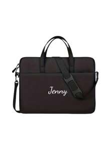 1pc Embroidery Customization Solid Color Simple And Lightweight Portable Laptop Bag, Portable Business Trip Waterproof Computer Protective Case, Zippered Office Computer Bag For Outdoors/Outings/Travel/Hiking/Stadium/Sports/Climbing, For Business/Commute/Work/Office, Travel