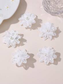 5pcs/15pcs Girls Flower & Pearl Hair Clips Set