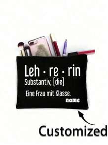 Bolsa de cosméticos personalizada, bolsa de cosméticos con nombre personalizado, se puede personalizar con tu diseño único, bolsa de cosméticos con cremallera ligera