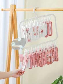 1 件装多功能塑料衣夹晾衣架，适用于悬挂袜子和内衣 - 卧室、浴室、衣柜、壁橱、家庭、宿舍、简易节省空间的悬挂式收纳，弹簧