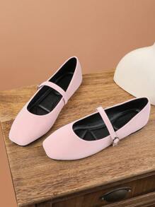 Women's Fashion Square Toe Low Vamp Pink Shoes,Office Casual Versatile Flats, Outdoor Recreation, High-End Elegant Ballet Flats For Spring/Summer, Weddings, Parties
