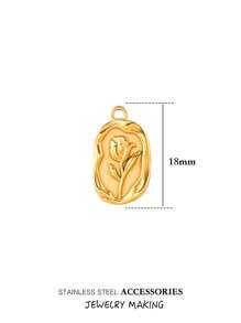 1 件 3 件复古不锈钢饰品金色椭圆形花朵珐琅图案吊坠 DIY 项链手链耳环玫瑰花女士派对珠宝配件批发 - Flower - 查看 13