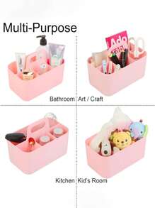 1个带提手的塑料收纳篮，可收纳便携式遥控器、化妆品、铅笔盒和文具，5格工具收纳盒，返校必备，详细尺寸信息请参考产品图片 - 彩色 - 查看 4