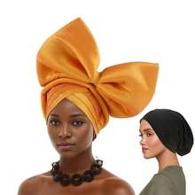 2件装大蝴蝶结头巾，时尚头饰发带，适合婚礼、派对、节日，在非洲和南美洲很受欢迎，也可作睡帽使用。 - 彩色 - 查看 19
