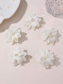 5pcs/15pcs Girls Flower & Pearl Hair Clips Set