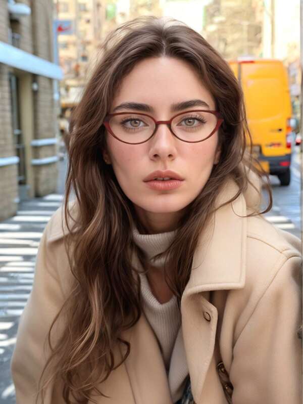 New Burgundy Cat Eye Plano Eyeglasses, Retro Style, Flatters Face Shape, Suitable For No Prescription, Fashionable Eyewear For Women And Men