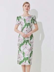 Elegant Jacquard Party Dress Gown For Women, For Cocktail