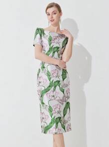 Elegant Jacquard Party Dress Gown For Women, For Cocktail