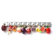 1 件时尚意大利时尚手链模块，水果菠萝樱桃苹果蔬菜茄子金属模块不锈钢配件 - 彩色 - 查看 5