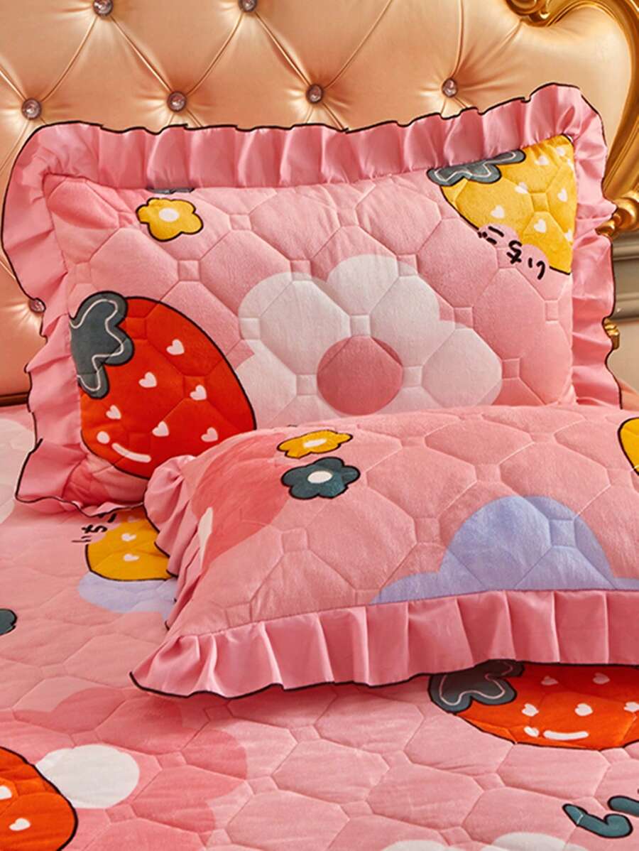 1 件柔软厚牛奶绒枕套，多色，蕾丝花边，单人床羊毛枕套，韩式家居枕套