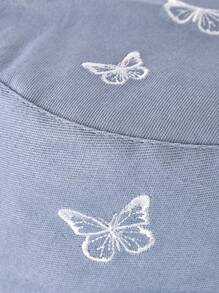 1pc Casual Polyester Embroidered Butterfly Decor Reversible Bucket Hat, UV Protection, Fashion & Versatile For Men & Women