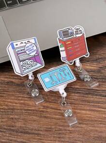 1pc Badge Reels Retractable Rotating Easy Pull Clip Badge Holders, ID Badge Holders Retractable With Clip, Cute Nurse Doctor Badge Reel For Student Meeting School Office,School Supplies,Back To School - one-size - View 2