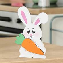 3Pcs Easter Tiered Tray Decor Kit, Cute Rabbit Wooden Sign Desk Ornament For Holiday Party - Colorful - View 7