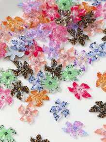 1 Box Of 50 Nail Ornaments Mixed Soft Carved Ice Crystal Flower Three-Dimensional Resin Multi-Color Lily DIY Nail Decoration