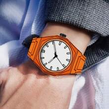 PINTIME 1 件时尚男士石英表，运动设计，电子运动，硅胶表壳和表带，电池供电，橙色蓝色白色黑色表盘，适合时尚休闲配饰 - 白色 - 查看 7