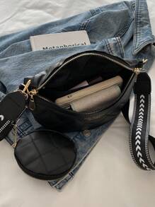 1 件时尚腰包，休闲格子仿皮斜挎胸包，带可调节肩带，拉链开合，涤纶衬里，适合派对和旅行