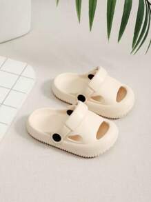 Infants' Breathable Perforated Sandals, Lightweight, Soft & Comfortable, Non-Slip Soles, EVA Protective Cap, Solid Color Simple & Cute, Suitable For Indoor & Outdoor Wear For Baby Boys & Girls, Beach Sandals