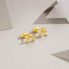 1 Cặp bông tai đính đá Moissanite mạ vàng 18K bạc Sterling 925, thiết kế hiện đại thanh lịch, không gây dị ứng, không chứa niken, thích hợp cho các sự kiện trang trọng và những dịp đặc biệt, đi kèm với chứng chỉ GRA - Vàng - Xem 5