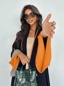 Two-Tone Trim Long Sleeve Casual Style Maxi Abaya, Modest Robe