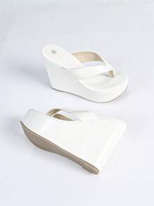 Women's Thick Sole Wedge Heel Strap Sandals, Plus Size, Beach Outdoor Wear - White - View 7