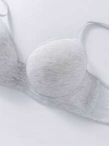 3Pcs Solid Seamless Push Up Bras --Three-Breasted Adjustable Shoulder Straps Underwire Bras - Multicolor - View 8