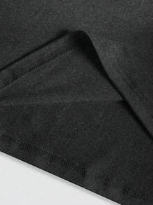 Standard Size Short Sleeve T-Shirt, Minimalist Style, Casual Everyday Wear - Dark Grey - View 3