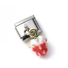 1 件时尚意大利时尚手链模块，水果菠萝樱桃苹果蔬菜茄子金属模块不锈钢配件 - 彩色 - 查看 7