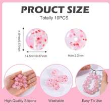 10pcs Sweet Pink 15/17mm Silicone Beads Mixed Set - With Round & Hexagonal, Transparent Heart-Shaped Color Dots Inside, Ideal For Jewelry, DIY Bracelets, Unique Keychains, Animal Beaded Pens And Other Handmade Accessories