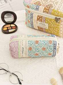 Quilted Makeup Bag Set, Floral Cosmetic Bag Aesthetic Toiletry Travel Organizer Bag Gift For Women Girls Storage Makeup Organizer Makeup Case,For Storing Skin Care Items, Lipsticks, Hair Accessories, Or As A Travel Necessity, Birthday Gift, Bridesmaid Gift, Teacher Gift, Or Mother's Day Gift For Girlstravel Essentials Vacation Summer Holiday Back To School School Stuff Bag For School Travel Bag For Women Makeup Bag For Travel Make Up Bag - Multicolor - View 5