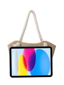 Fashionable And Simple Straw Woven Commuter-Style Large Capacity Personalized Tote Bag With Rope Shoulder Strap, Perfect For Vacation - Multicolor - View 9