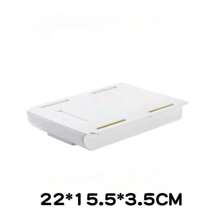 桌子下方的隐藏式抽屉储物盒 - 无需钻孔粘合剂，非常适合存放办公用品、文具和个人物品 - 白色 - 查看 4