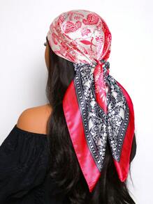 1 件女式 90 色方形围巾，优雅时尚佩斯利花卉印花头巾，适合休闲、街头服饰、装饰、头带、头巾