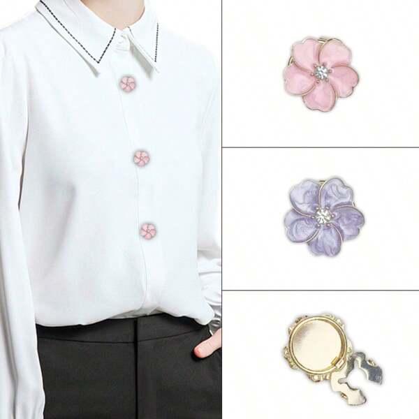 2pcs Elegant Five-Leaf Flower Cufflinks, Versatile Shirt Buttons, Women's Elegant Button Cover; Hanging Plating Process, Full Copper Base, Men's And Women's Cufflinks Shirt Buttons. Suitable For Formal Occasions, Daily Wear, Weddings, Parties, Gifts For Friends, Holiday Gifts