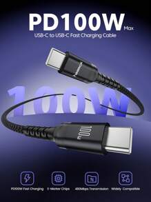 100W USB-C 转 USB-C 快充线，5A PD USB Type-C 快充线，兼容 16/15/15 Pro/15 Pro Max/Pro/Air/Pro/Mini/6、S23/S22、Z-Flip、Pixel（黑色）。也兼容 16、16 Pro Max、15、15 Plus、15 Pro、15 Pro Max 及其他设备。Type-C 铝合金材质，纳米纤维接口。 - 黑色 - 查看 5