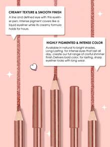 Misslyn 浓彩眼线笔，奶油色，眼影和眼线笔，可削尖眼线笔，超着色，可混合，无残忍，光滑，持久，高度着色，不晕染，顺滑柔软滑动，Y2K 化妆派对海滩旅行度假露营户外礼物玫瑰时尚女孩新年化妆品角色扮演最佳旅行节日色彩花式校园学校魅力氛围 Cny 中国新年，情人节礼物，素食，无残忍