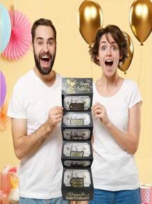 1pc Surprise Birthday Cash Gift Envelope, 6 Card Slots - Elegant Black & Gold Design, Unisex Holiday Wallet, Unique Memorabilia For Any Birthday Celebration, Cartoon Fantasy Theme, Cash Gift Display Box. Exquisite Gift Envelope. Delicate Souvenir. - Multicolor - View 5