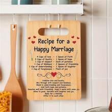 Happy Marriage Engraved Bamboo Cutting Board - Perfect Wedding & Bridal Shower Gift For Couples - Wood Color - View 4