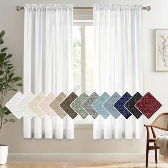 1pc Sheer Curtain, Solid Color New Luxurious Minimalist Polyester Voile Curtain, Light-Filtering For Bedroom, Living Room, Balcony Window Curtain