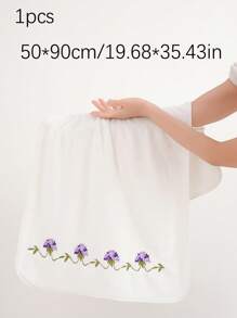 QIBHI 珊瑚絨刺繡花卉田園風優雅花卉毛巾/浴巾，柔軟快乾手巾，浴室必備情侶款居家裝飾，適用於浴室、飯店、學校、開學季 - 彩色 - 查看 9