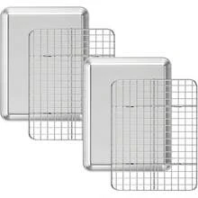 Deedro - Juego de bandejas para hornear con rejilla de refrigeración [2 hojas + 2 estantes], charola para hornear galletas de acero inoxidable con estante de 10 x 8 x 1 pulgadas, resistente, noóxico, fácil de limpiar - 10 pulgadas - Ver 8