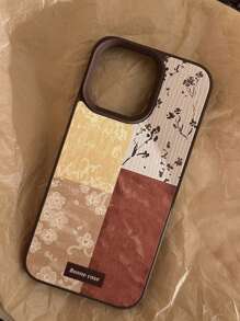1 pieza Funda dura para teléfono con brillo, diseño de flor de ciruela vintage plateada, compatible con la serie 16/15/14/13/12/11, otoño/invierno