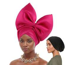 2件装大蝴蝶结头巾，时尚头饰发带，适合婚礼、派对、节日，在非洲和南美洲很受欢迎，也可作睡帽使用。 - 彩色 - 查看 17